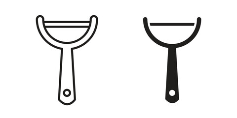 Potato peeler icon pictogram template, Simple outline and filled style.