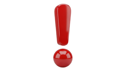 Shiny Red Exclamation Mark on Black Background