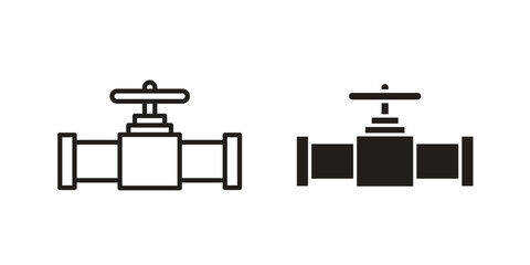 Pipe valve icon pictogram template, Simple outline and filled style.