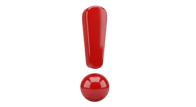 Shiny Red Exclamation Mark on Black Background