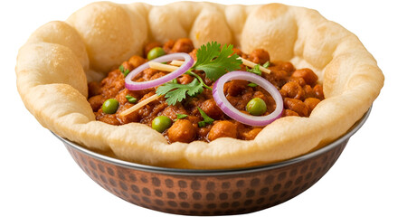 Delicious Chana Masala served in a Puri Bowl