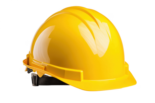 Yellow hard hat protective headwear isolated on a transparent background