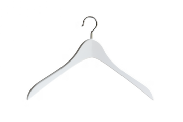 White clothes hanger with metal hook isolated on a transparent background