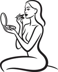 Elegant woman applying flawless makeup for beauty