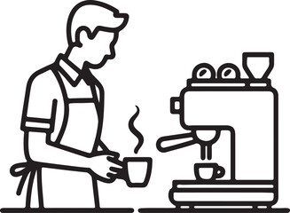 Professional barista preparing fresh espresso drink