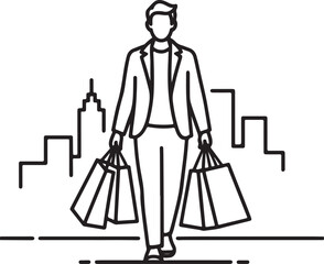 Stylish man shopping in the city, urban lifestyle