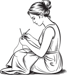 Elegant woman knitting, a calming creative hobby