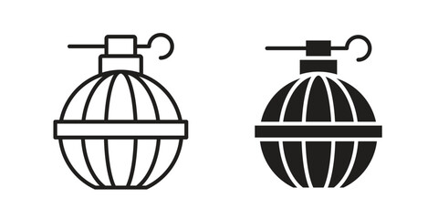 Hand grenade icon pictogram template, Simple outline and filled style.