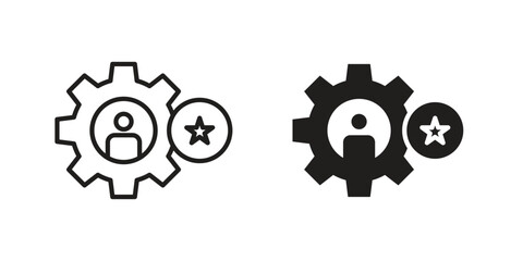 Employee skills icon pictogram template, Simple outline and filled style.