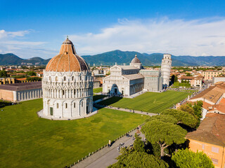 Leaning Tower of Pisa, Italy - Aerial view of the Leaning Tower of Pisa and Piazza del Duomo