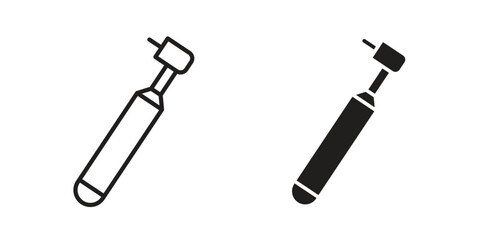 Dental drill icon pictogram template, Simple outline and filled style.