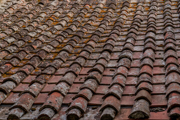 Old Weathered Clay Roof Tiles Pattern