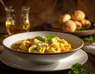 Pasta tortellini al brodo italian gourmet food dish 