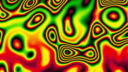 video of Abstract background featuring smoke curves and waves in reggae flag colors: green, yellow, and red. Loop background