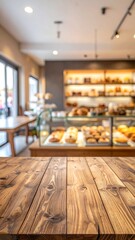 Wooden table in a bakery