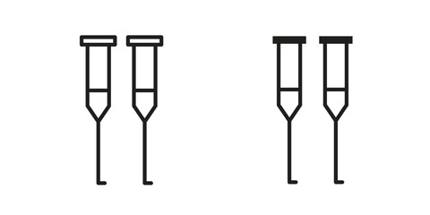 Crutch icon pictogram template, Simple outline and filled style.