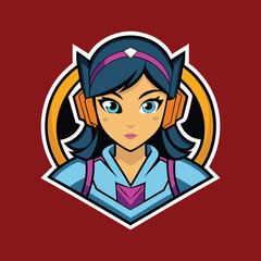 A cartoon character illustration of a cute lady's profile