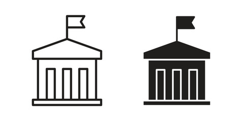 City hall building icon pictogram template, Simple outline and filled style.
