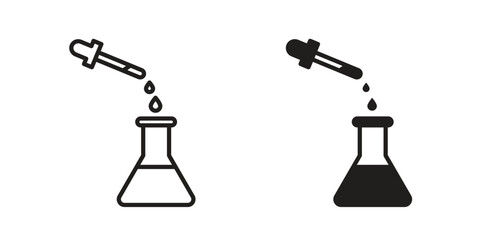 Chemical test icon pictogram template, Simple outline and filled style.