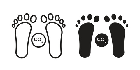 Carbon footprint icon pictogram template, Simple outline and filled style.