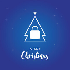 Secure Christmas Holiday Greeting with Padlock Tree Icon