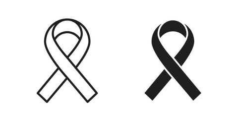 Cancer ribbon icon pictogram template, Simple outline and filled style.