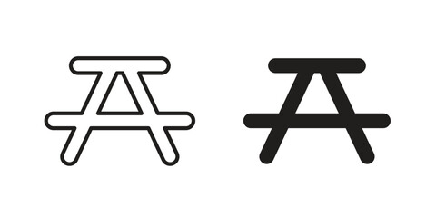 Camping table icon pictogram template, Simple outline and filled style.