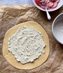 Radish and Blue Cheese Galette