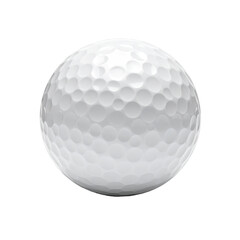 A perfectly rendered, isolated white sphere with dimples, a golf ball against a stark black backdrop