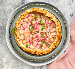 Radish and Blue Cheese Galette