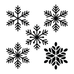  Snowflake Clipart Set Winter Vector Icons with Geometric and Stylized Designs for Christmas Decor