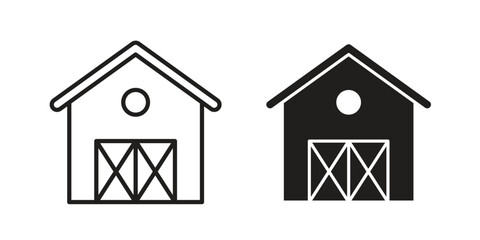 Barn icon pictogram template, Simple outline and filled style.