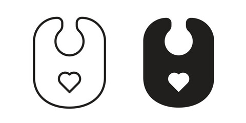 Baby bib icon pictogram template, Simple outline and filled style.