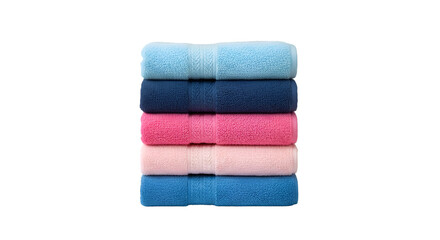 Stack of Colorful Folded Towels on Black Background