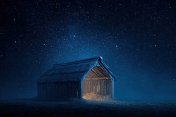 Nativity Scene in Starry Night Stable