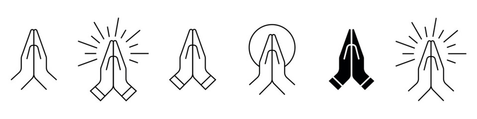 Folded hands. Pray icon, gratitude symbol.Prayer and respect icon. Namaste, Thank You, Emoji. A sign of gratitude with folded hands.