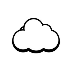 Clean white cloud illustration with silver outline vector art scalable eps icon silhouette
