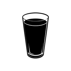 Realistic detailed vector illustration of a fresh glass of orange juice silhouette