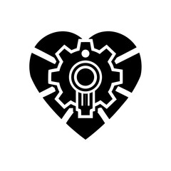 Metallic robot gear heart shape vector illustration scalable eps icon silhouette