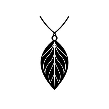 black leaf pendant necklace on white clip art preview