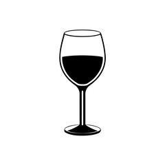 Red wine glass half full vector illustration scalable graphic silhouette