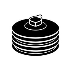 Stack of fluffy pancakes with melting butter slice vector illustration silhouette