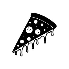 Delicious slice of pepperoni pizza dripping cheese vector illustration scalable graphic silhouette