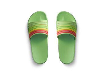 PNG image of Green slides sandals footwear summer beach pool fashion stylish comfortable casual slip on shoes footwear 
