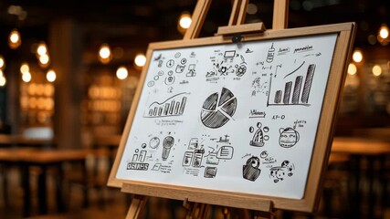 Whiteboard sketch business strategy data analysis pie chart bar graph growth concept planning brainstorming startup office analytics infographic - Powered by Adobe