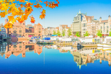 Fototapeta premium Houses of Amsterdam, Netherlands