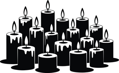 Fototapeta premium Black and White Candles Illustration Festive Holiday Celebration Design Element