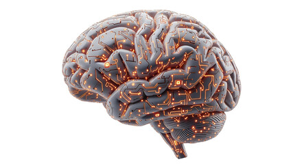 Futuristic Brain with Circuitry and Glowing Lights