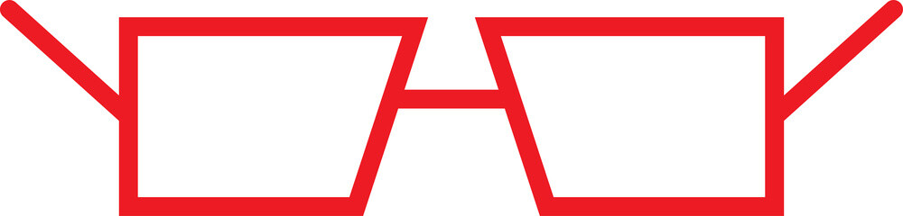 Obraz premium Red Square Eyeglasses Frame Outline Isolated on Transparent Background