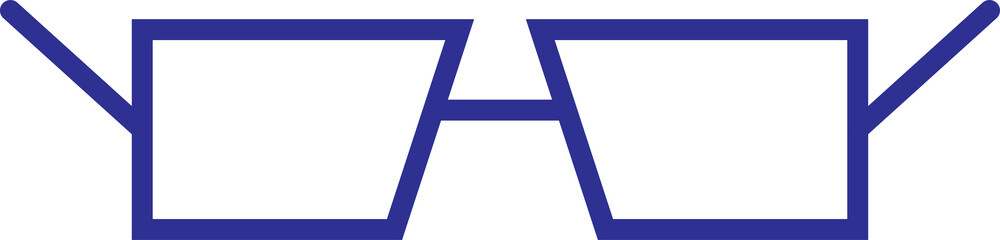 Blue Square Eyeglasses Frame Outline Isolated on Transparent Background